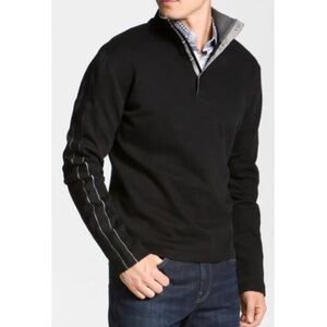 Hugo Boss Sweater 1/4 Snap Pullover Sweater 100% Cotton Size XXL in Piceno Black